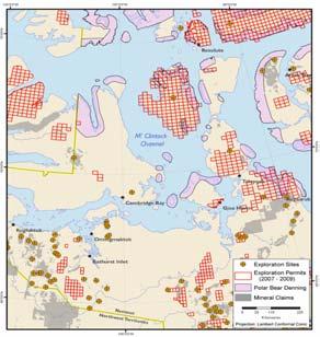 Mining activity in central Nunavut exploration polar bear den areas shipping lane Polar bear researchers*