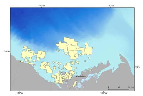 Oil and gas leases in the Beaufort Sea 2007 2008 Beaufort Sea Yukon Northwest Territories Yukon