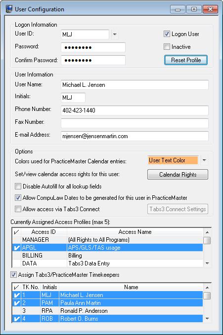 Setting Up Users You will need to set up a user ID for each user who will be using the software (Figure 4). Figure 4, User Configuration window To add a User ID 1.