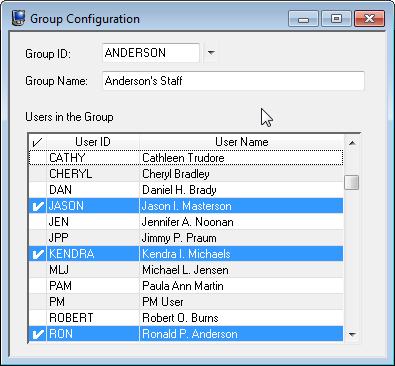 Setting Up Groups Once users have been defined, you can set up groups. Groups are composed of various users primarily for PracticeMaster calendaring, scheduling, filtering, and enote purposes.