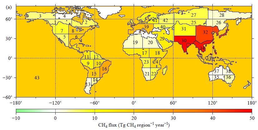 Figure 2 shows an example of monthly Net Flux estimates per region 6 and their uncertainties.