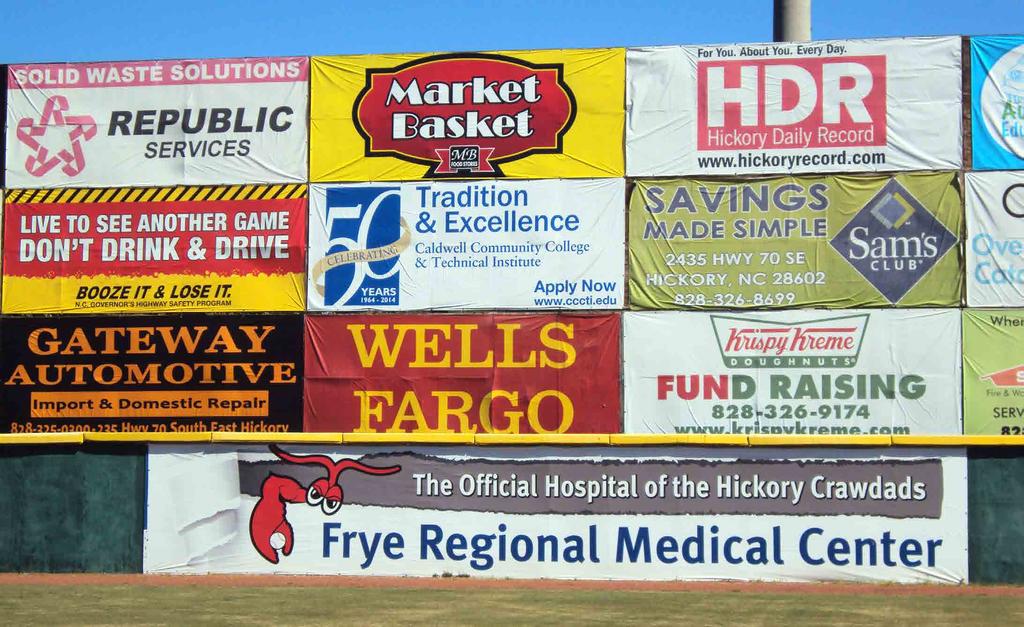 OUTFIELD BILLBOARD Your business HERE Billboard dimensions: 20 x 8 Create a tremendous amount of name recognition in