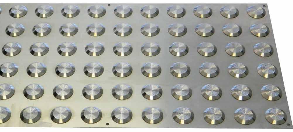 Tactile Plates and Templates Product code: TP36 316 Stainless Steel plate with 72 welded 316 stainless steel tactiles 300mm x 600mm Weight: 4.