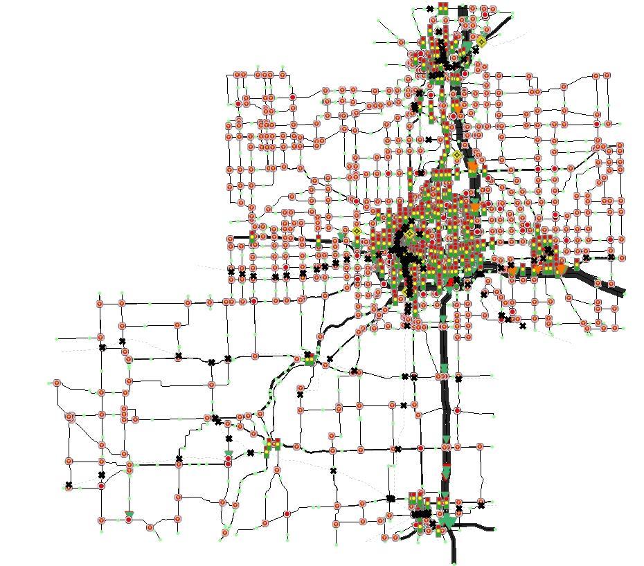 R1PC Regional Travel Demand Model (PTV VISUM) Road network comprised of links and nodes that