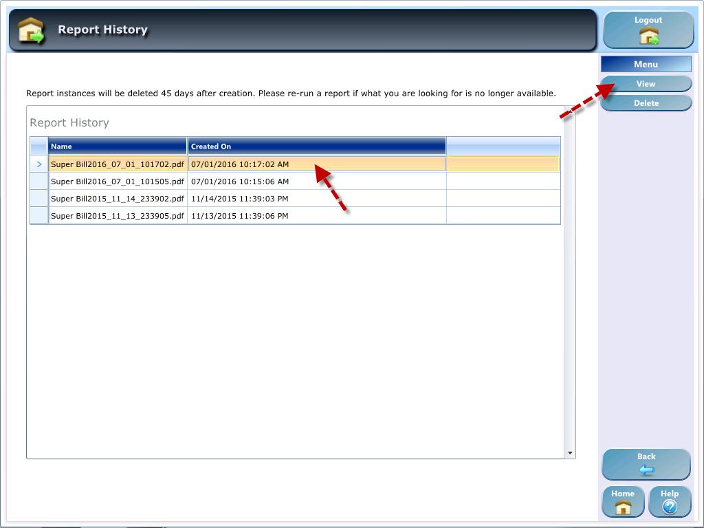 Viewing Scheduled Report History Select one of the reports from the Scheduled Report History and choose View to access a prior