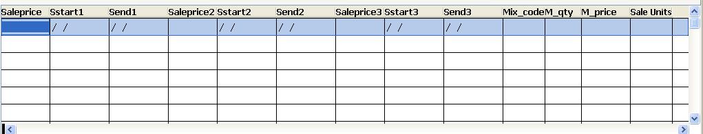 Manual Sale Prices To put a sale price on a item enter a sale price and starting and an ending date in the sale grid on the UPC & Price data screen in the inventory file.