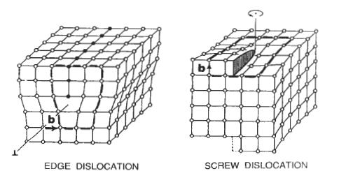 1.3: Defects in solids Line defects (dislocations) are important because they have provided a model to help explain a great variety of mechanical phenomena