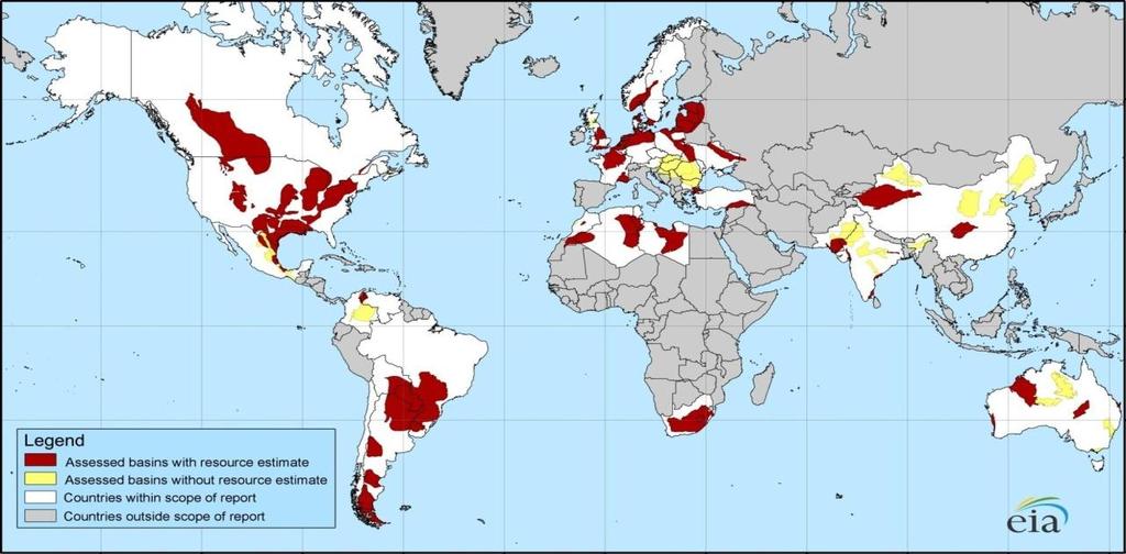 Major shale basins around the world