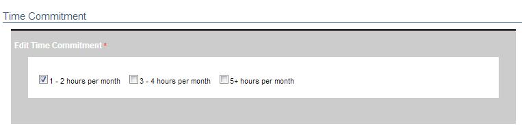 In the Time Commitment box, select the number of hours per month that