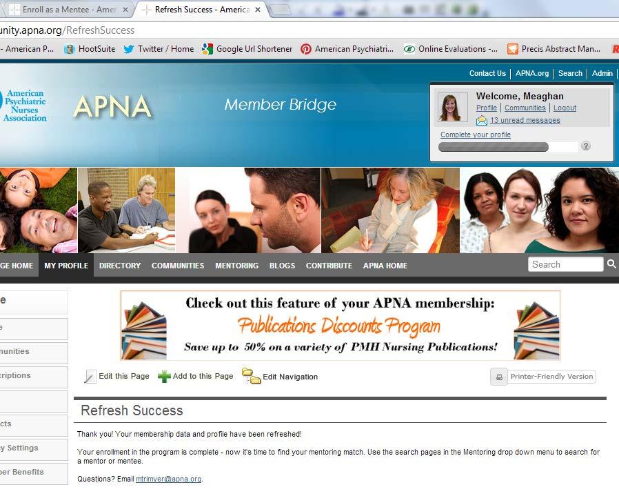 17. In the Update Your Member Profile box, hit the Step 2 link to refresh your profile information in Member Bridge. 18.