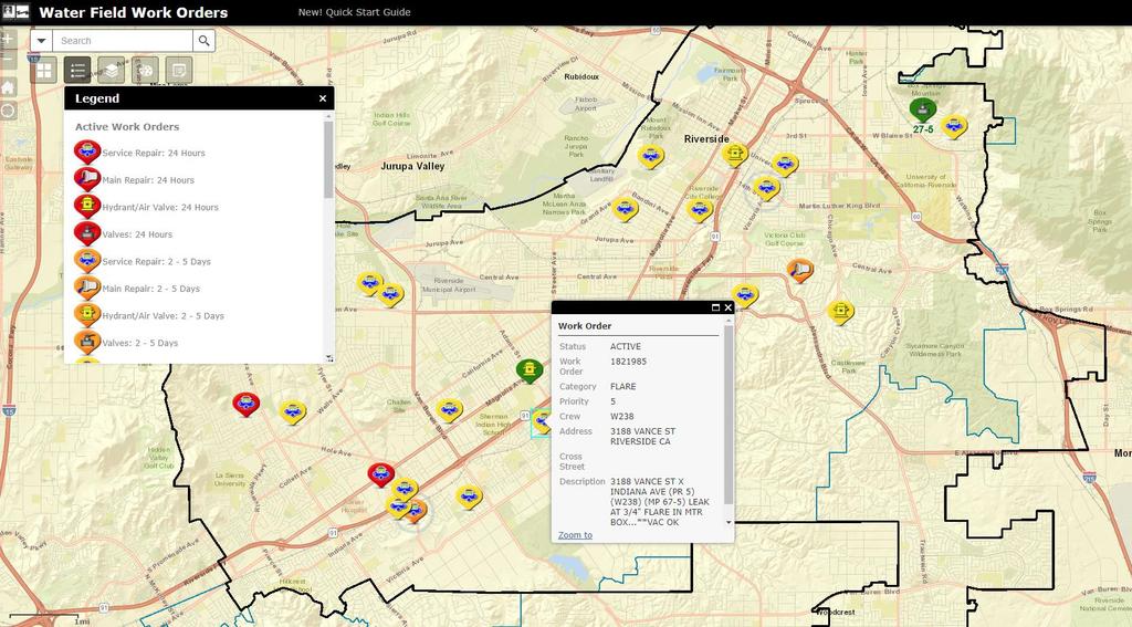 Work crews now view the work order requests on a map and