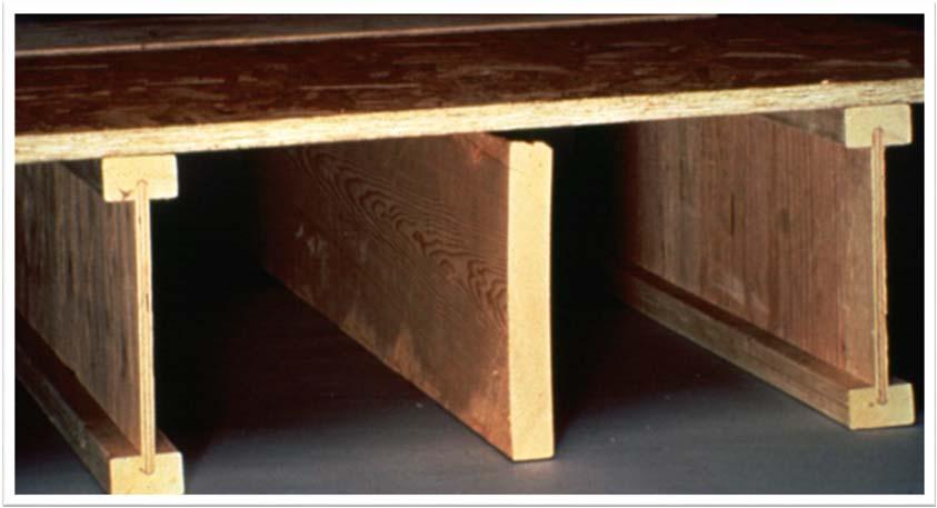 Mechanical Properties of Wood Wood I-Joist Anatomy Flange Typically LVL (peeled, dried, aligned, glued, pressed) or MSR lumber (sawn,