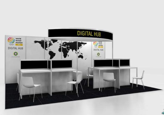 High Impact Sponsorship, The WTM is an area for the everyone to sit, catch up on work, meet, charge phones, look up