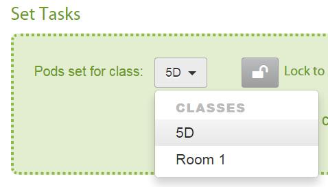 This will take you to the 'Pods' page where all your set tasks and Pods are located.. Before you select a Pod, you need to choose which class you would like the new Pod to be set to.