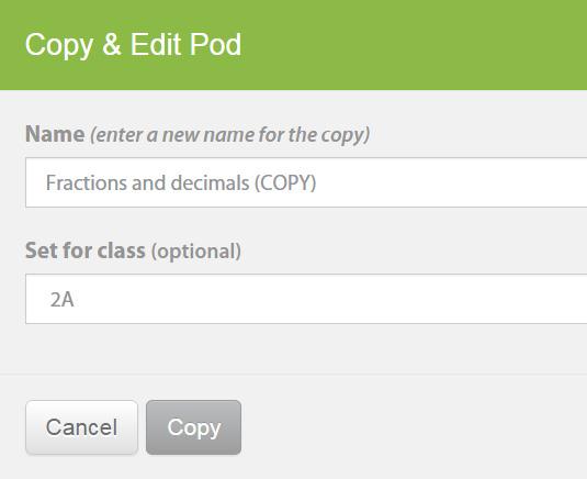 If you do not wish to make any changes to the activities in the Pod, you can click on 'set' and choose a class to set it to. 7.