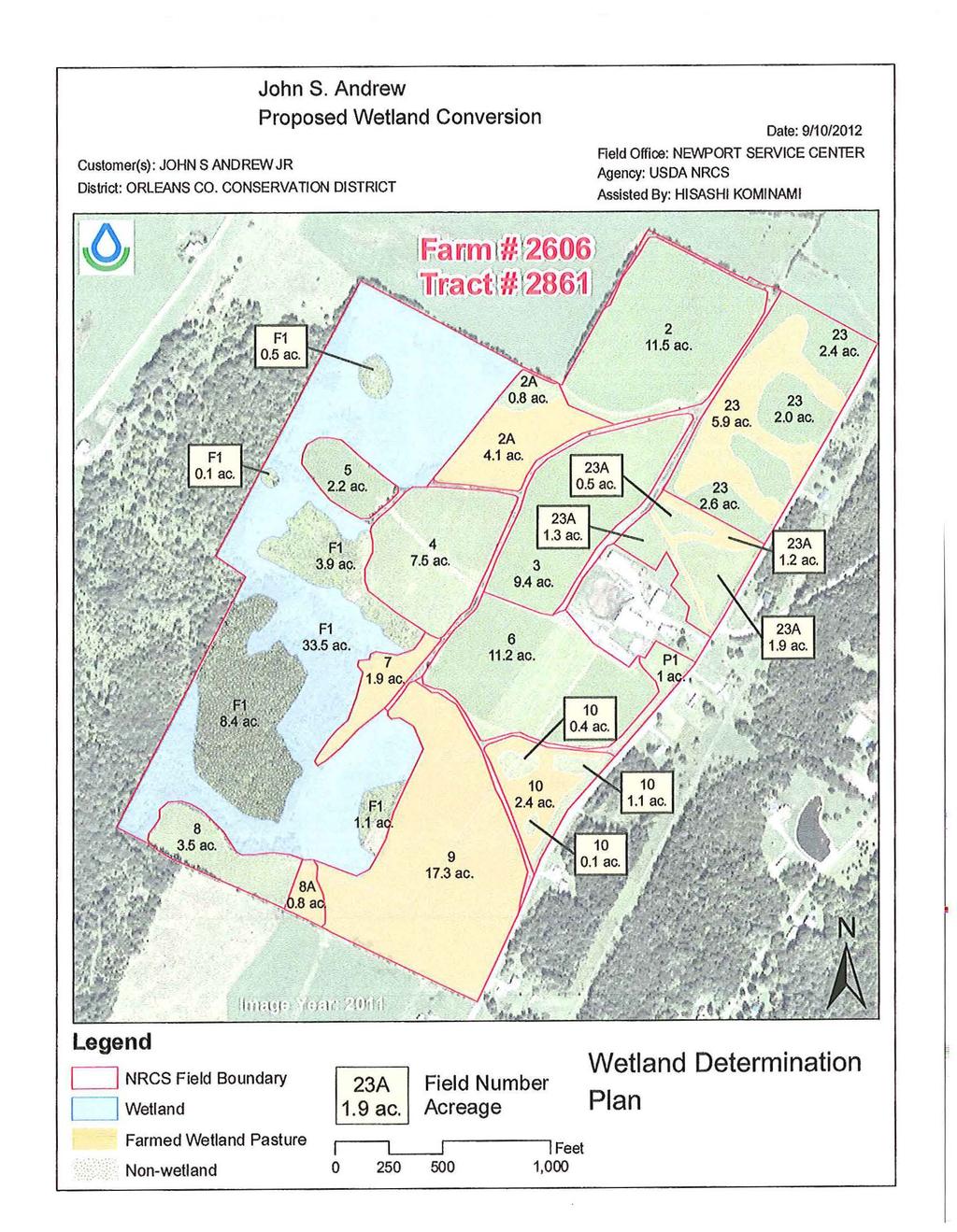 Customer(s): JOHNS ANDREW JR District: ORLEANS CO. CONSERVATON DSTRCT. / r -t r John S. Andrew Proposed Wetland Conversion,.a lim 1ftt26.o:s) l ilir:a cf l #. ~28.