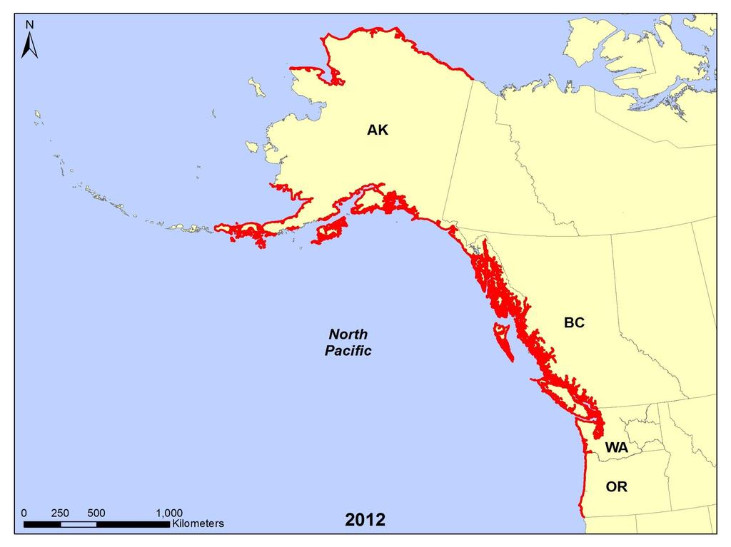 Extenisive marshes ShoreZone is a coastal habitat mapping system that has been widely applied in the Pacific Northwest (>100,000 km of coastline).