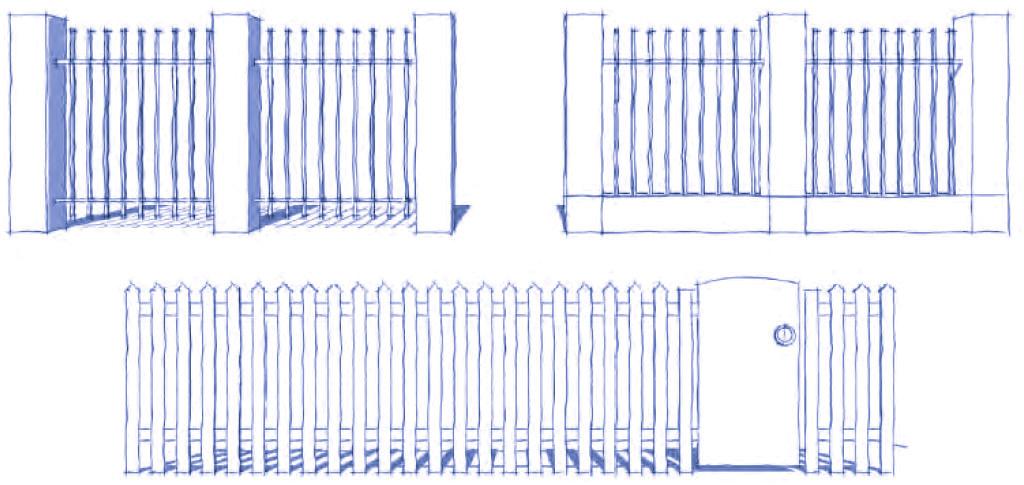 For side and rear boundary fences with a frontage to a public roadway, fencing must be of a decorative nature in accordance with the specification shown in Figure 6 below.