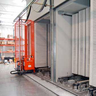 On track Drying Rooms An automated system feeds and discharges pallets with stacks of filled