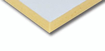 Polyisocyanurate Insulation THERMAX White Finish A glass-fiber-reinforced polyisocyanurate foam core faced with nominal 1.25 mil embossed white acrylic-coated aluminum on one side and 0.