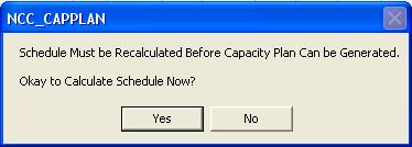 Choose the Calculate Capacity Plan option from the Processing menu, or click on the corresponding icon at the top of the screen.