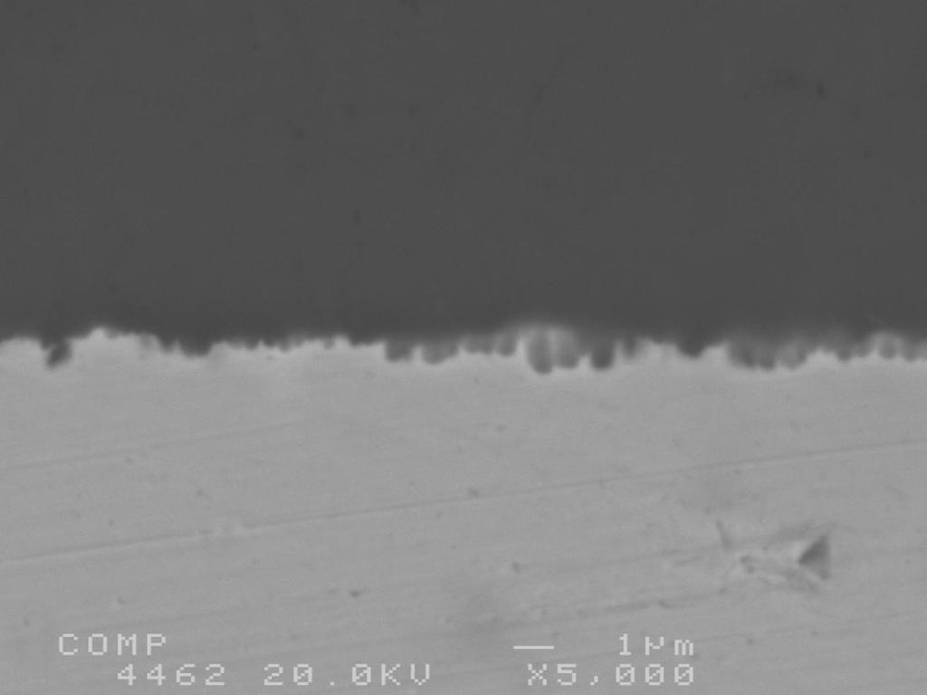 Electron Micrograph of an Interface Glass Copper 1 µm No crack