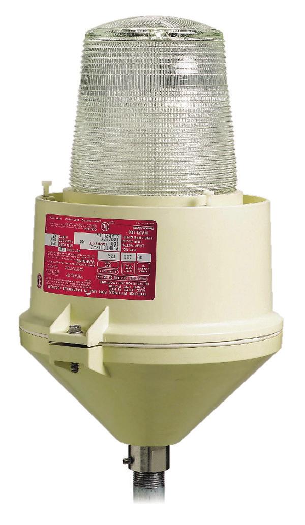 Polymeric (fiberglass-reinforced polyester) guard with a variety of globe options Metal halide, high-pressure sodium