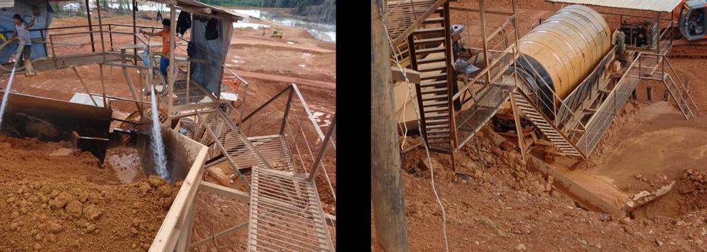Photographs Showing Sieving in Operation at a Bauxite Mine in Kalimantan, Indonesia. Close-up Photograph Showing Slurry of Bauxite Fines Underneath the Rotary Sieve.