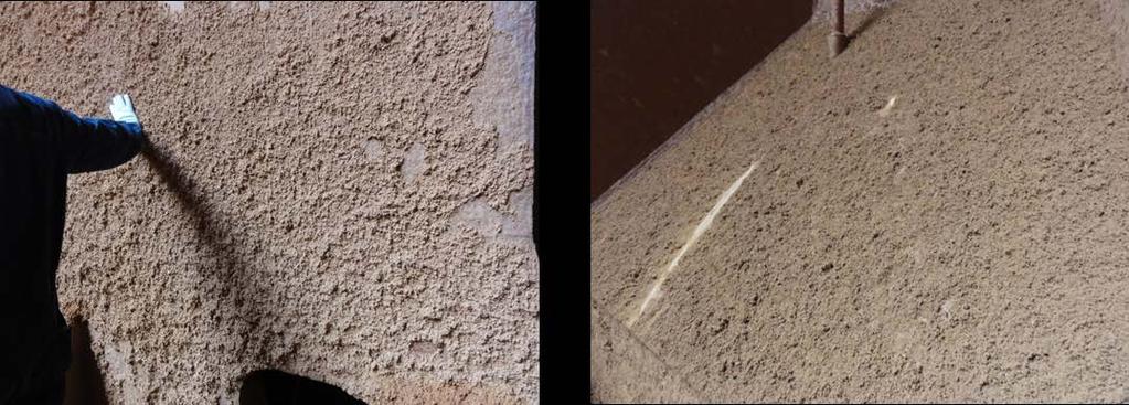 Bauxite splatter marks. Water accumulation around the peripheries of bauxite stows.