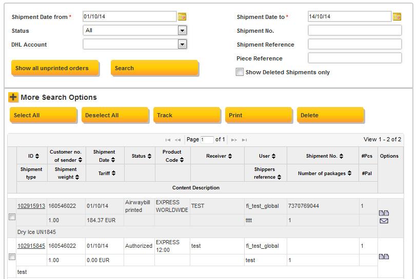 SHIPMENT LIST OVERVIEW Select Shipment List Overview to view created shipments. You can filter shipments with different search criteria's.
