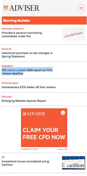 EMAIL ENGAGEMENT 43% of traffic to FTAdviser is driven by our three daily email bulletins.