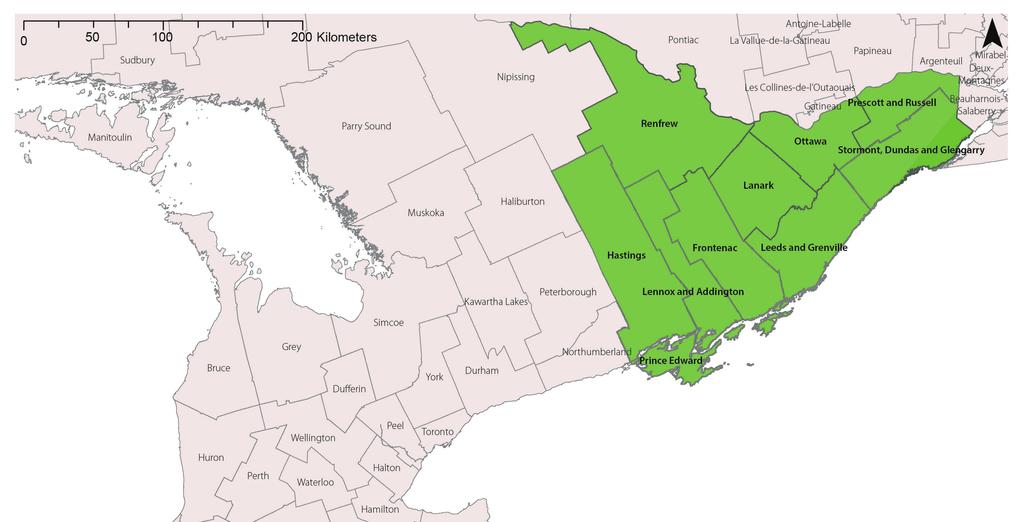 2.1 OTTAWA REGION The Ottawa Region consists of the following areas: Dundas and Glengarry, Frontenac, Hastings, Lanark, Leeds and Grenville, Lennox and Addington, Ottawa, Prescott and Russell, Prince
