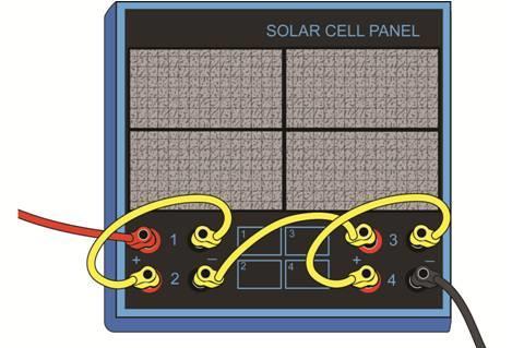 You have now connected your solar cells in series. Notice that the terminals are connected (-) to (+) from one cell to the next.