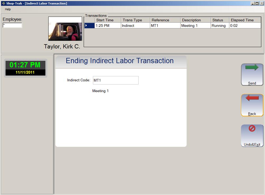 Section 5 Labor Transactions The following Confirmation screen will appear: Choose the Send button to end the transaction. Choose the Back button if the information needs to be re-entered.