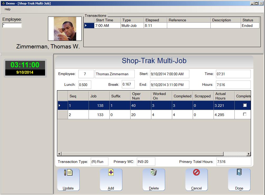 B. Multi-Job Completion When you are done entering your jobs, the summary screen will display: Shop-Trak 2015 for SyteLine 9.