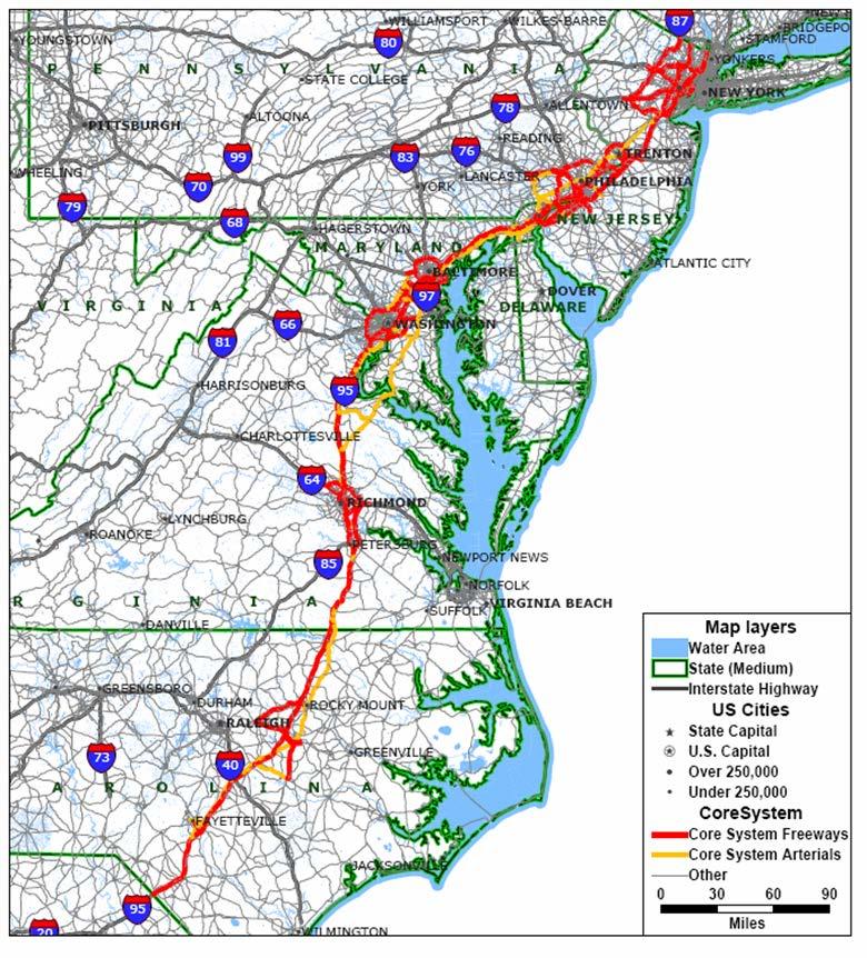 Vehicle Probe Project in 2008 Core Coverage 1500 Freeway miles 1000 Arterial miles New Jersey to