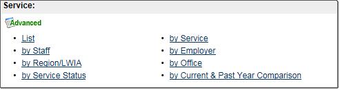 The system includes the following Services Provided Employer reports: List This report provides a list of all preferred employers and the services that were provided to them, the staff member,