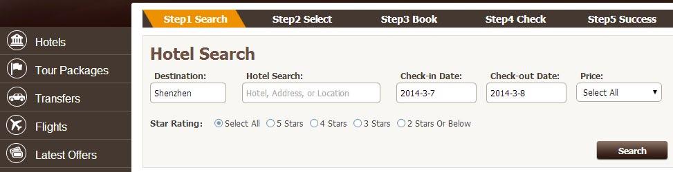 01. How to book hotel? 01 Under the Hotels menu you can start searching for hotels.