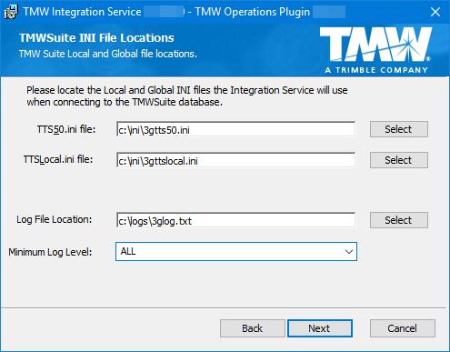 13. Make entries in the fields as indicated. TTS50.ini file TTSLocal.