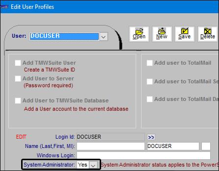 For information on creating a user profile, see: Guide: System Administration Chapter: Establishing user profiles This user profile must