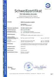 Welding qualifications according to EN 1190-1 Quality requirements according to DIN EN ISO 3834-2