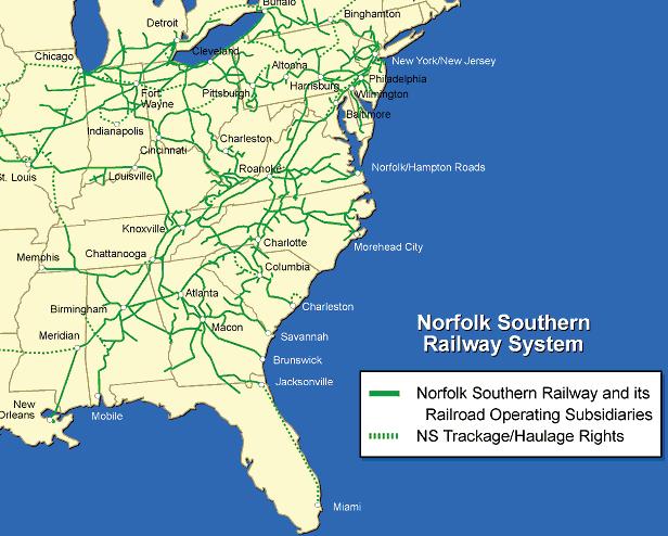 northwesterly direction from the state line through Atlanta to Chicago and northward along the I-95 highway, with service to markets as far north as New York and New England.