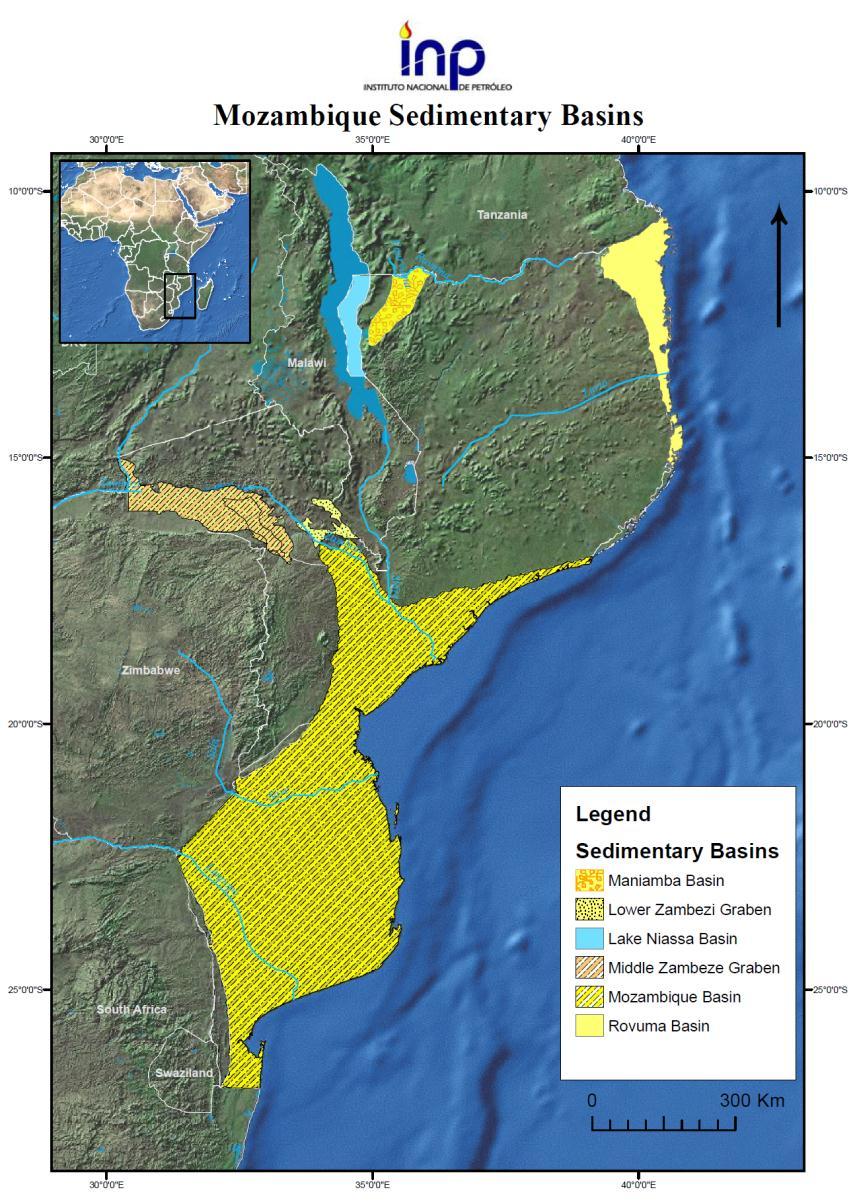 Rovuma Basin SEDIMENTARY BASINS Location: Along the Eastern margin of Northern Mozambique and Southern Tanzania Basin type: Passive Margin Continental Area: 29.500 Sq Km Onshore 17.