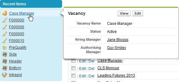 To display the Vacancy Details page for a vacancy: Select the