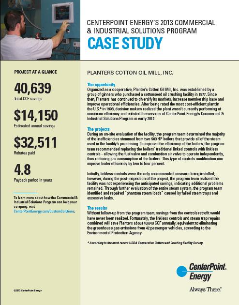 Figure 8-7 Boiler Controls Case Study The case studies succinctly provide examples of closed projects for common measures from the custom channel.