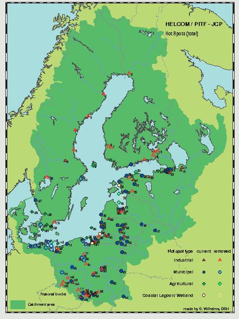 This list of the most significant pollution source hot spots around the Baltic Sea was first drawn up under the Baltic Sea Joint Comprehensive Environmental Action Programme (JCP) in 1992.