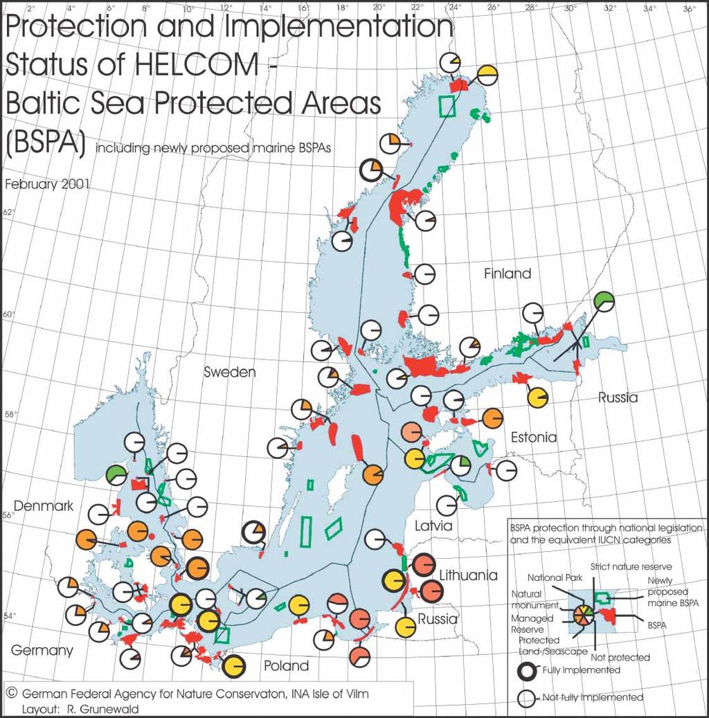Figure 44. Protection and implementation of Baltic Sea Protected Areas in 21 (Source: BfN).