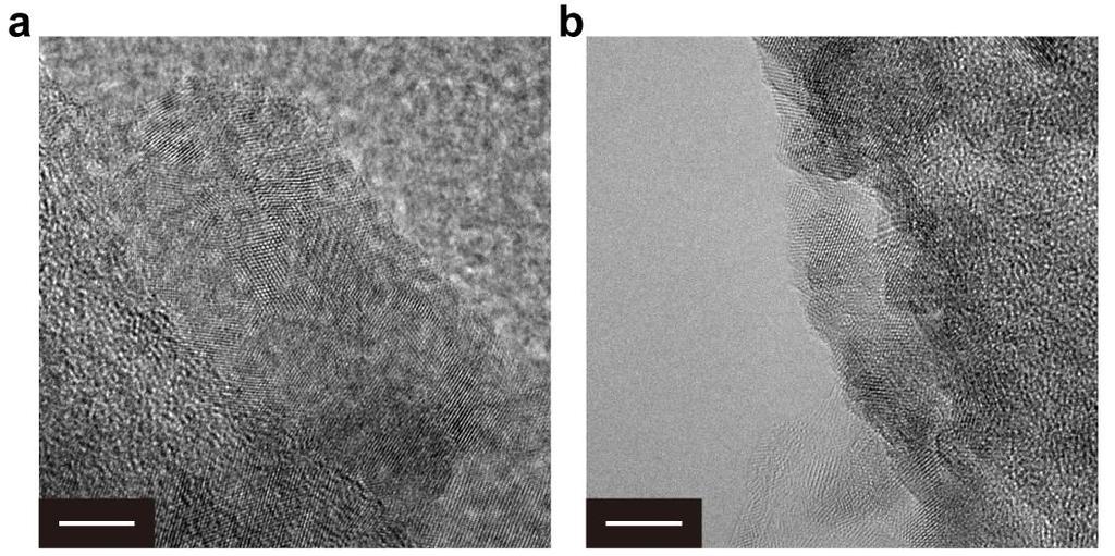 Supplementary Figure 9. TEM images of 2-cycle CoO/CNF before and after OER. (a) TEM image of 2-cycle CoO/CNF. (b) TEM image of 2-cycle CoO/CNF after oxygen evolution under a potential of 1.