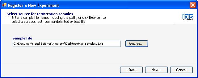Casework Wizard Select file with sample