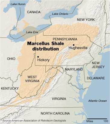 may be < 0 feet thick Marcellus Shale